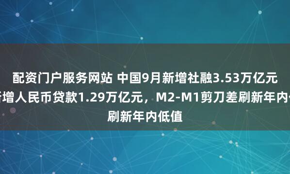 配资门户服务网站 中国9月新增社融3.53万亿元,新增人民币贷款1.29万亿元,M2-M1剪刀差刷新年内低值